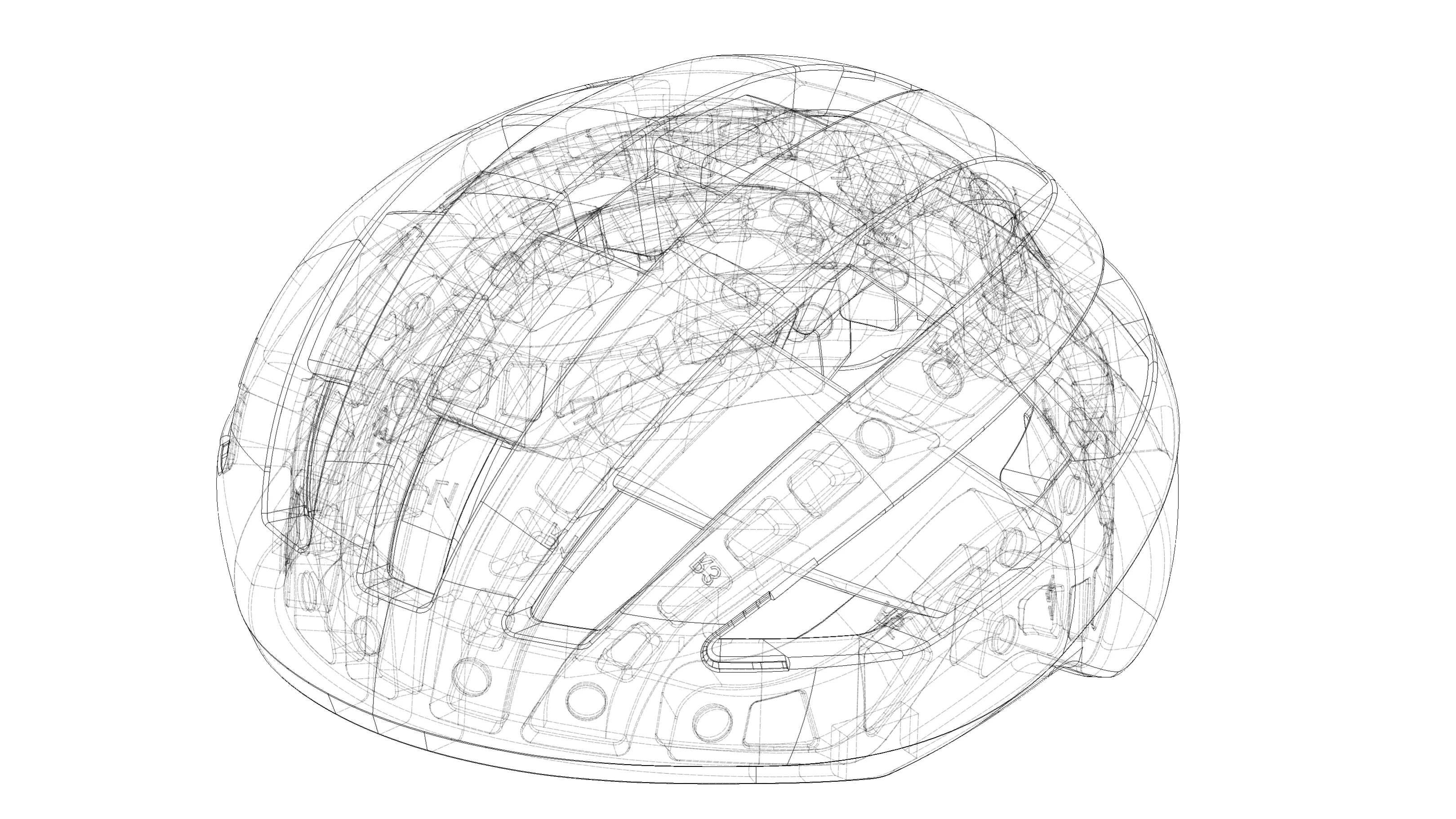 PIKIO SI Wireframe CAD model, showing how advanced and sophisticated is the design of the helmet.