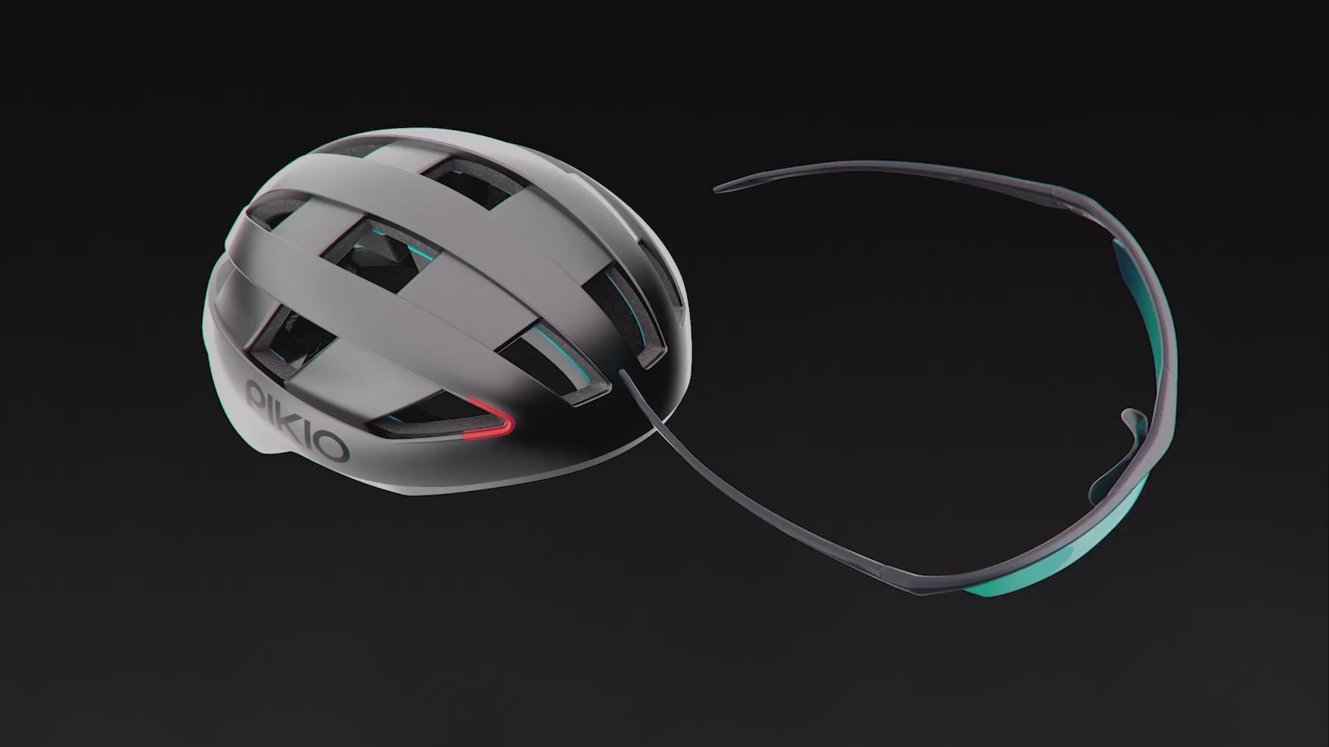 Load video: Animation the eyewear dock for storing sunglasses in the PIKIO Si helmet